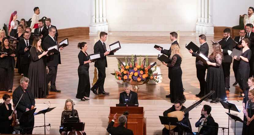 Members of the Orpheus Chamber Singers and instrumentalists perform at Cathedral Guadalupe...
