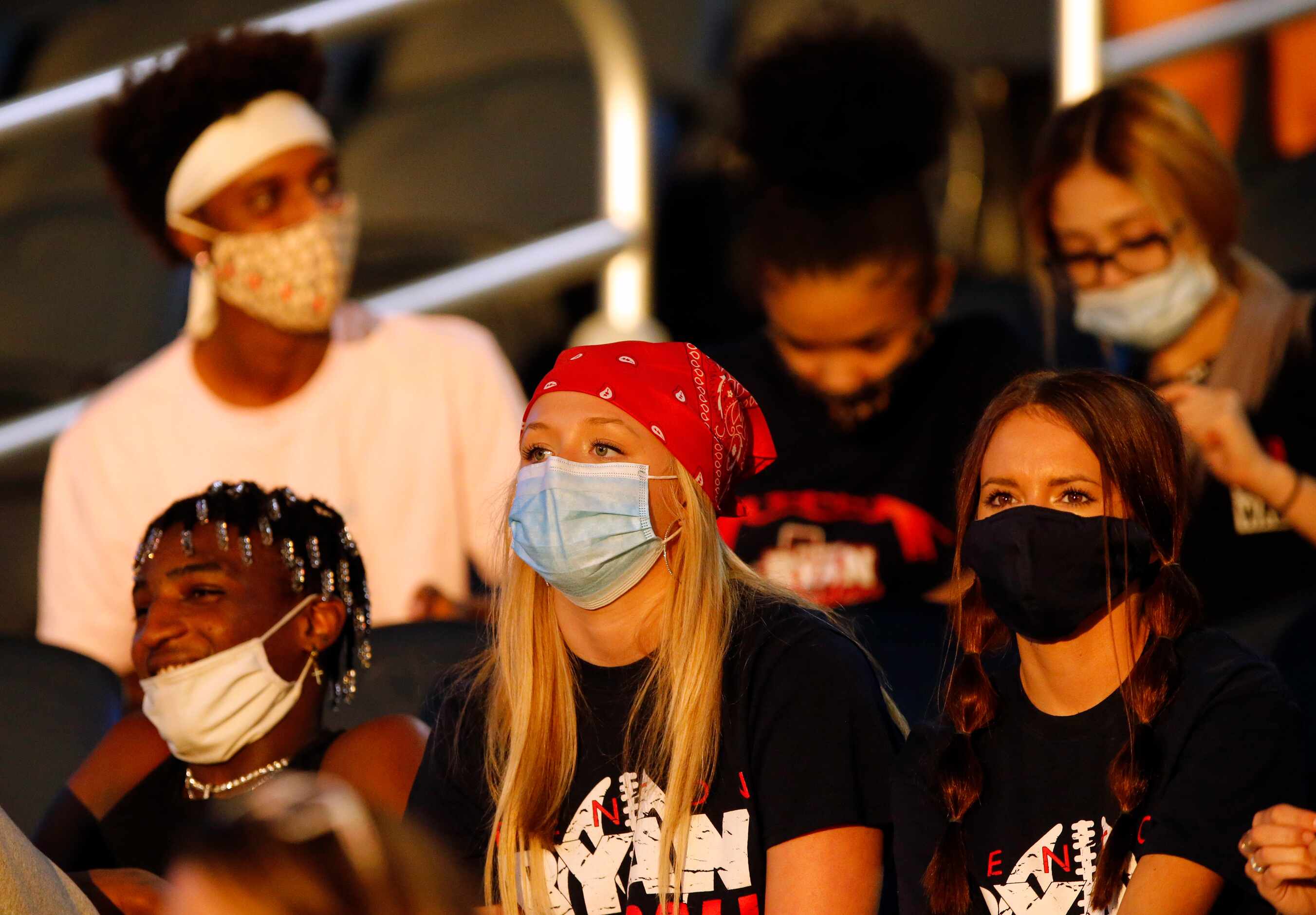 Denton Ryan fans watch their team finish off Arlington Martin, 47-24 at AT&T Stadium in...