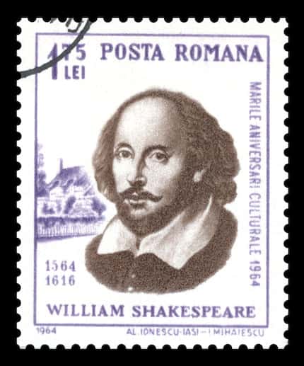 A 1964 Romanian postage stamp celebrates the 400th anniversary of the birth of  William...