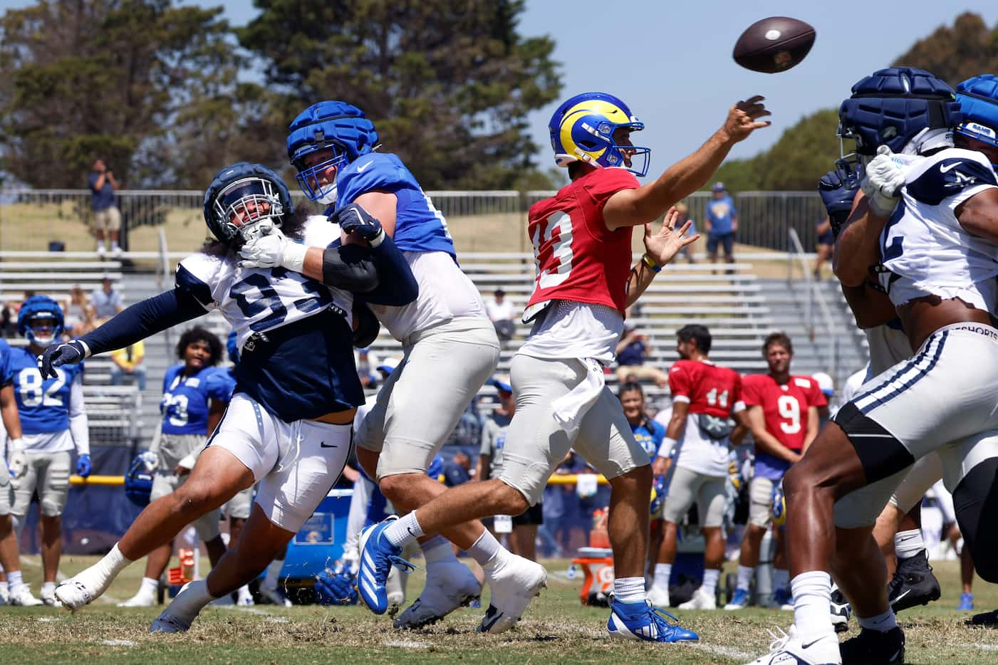 Dallas Cowboys defensive lineman Viliami Fehoko Jr. (93) tries to get to Los Angeles Rams...