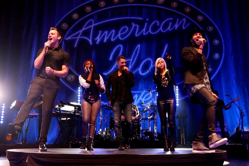 American Idol contestants (from left) Clark Beckham, Tyanna Jones, winner Nick Fradiani, Jax...