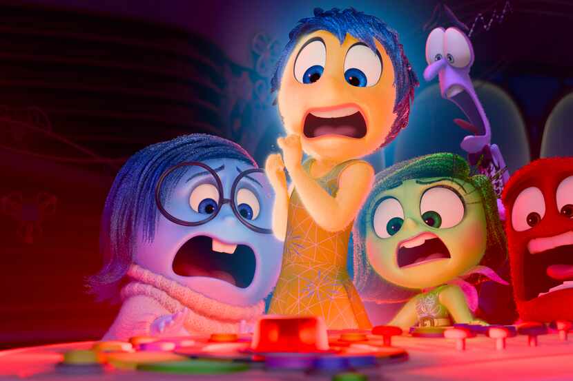 En esta imagen distribuida por Disney/Pixar se ve, de izquierda a derecha, Sadness, Joy,...