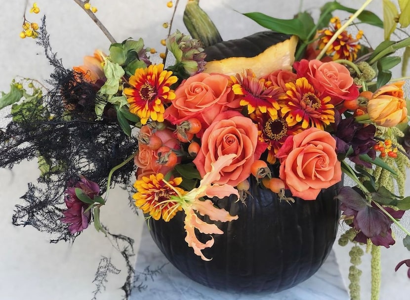 Avant Garden's Michael Frazier spray painted his pumpkin a moody black hue before using it...