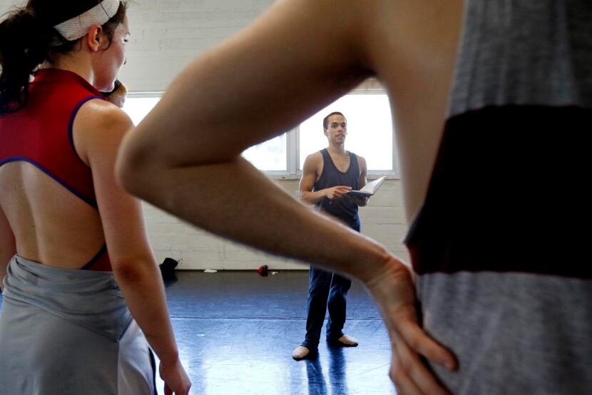 
Albert Drake, 24, critiques dancers during a rehearsal for Whispers, a new piece inspired...