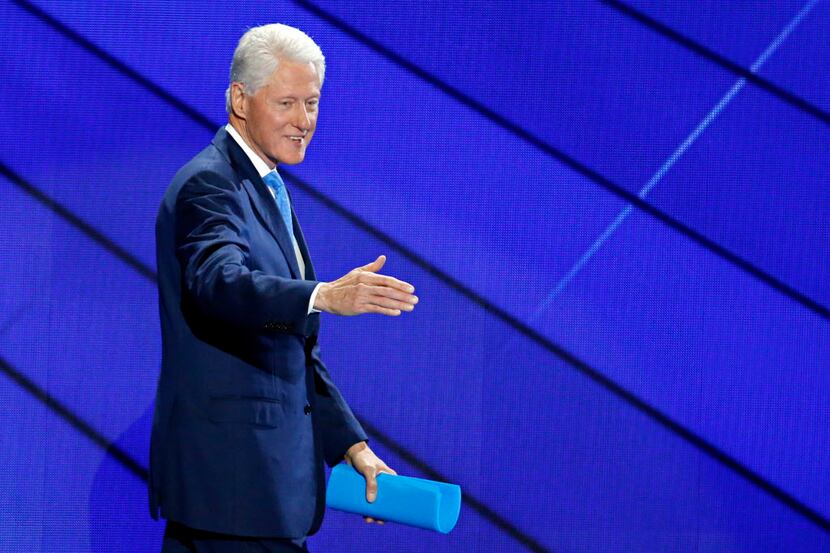 Former President Bill Clinton walked off the stage after his keynote speech at the...