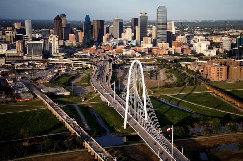 The planned mixed-use development would be on both sides of the Margaret Hunt Hill Bridge on...