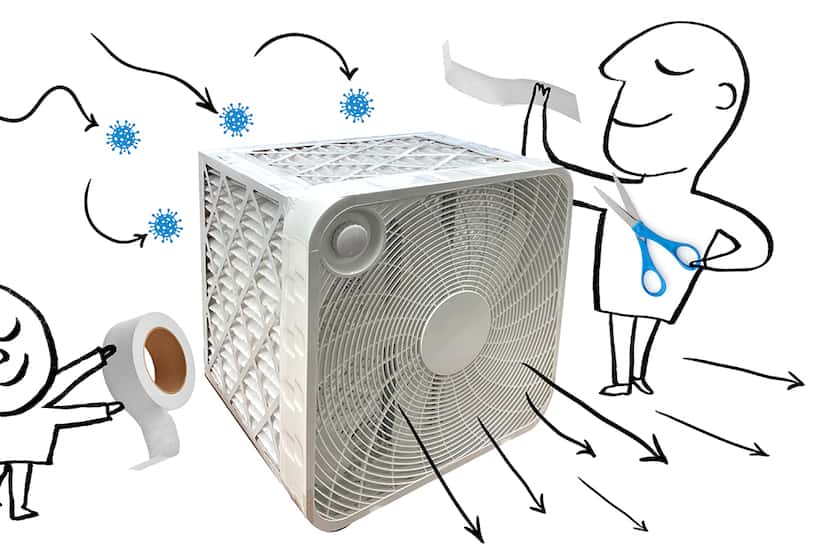 A Corsi-Rosenthal box costs about $100 to make, requiring only four air filters, a box fan...