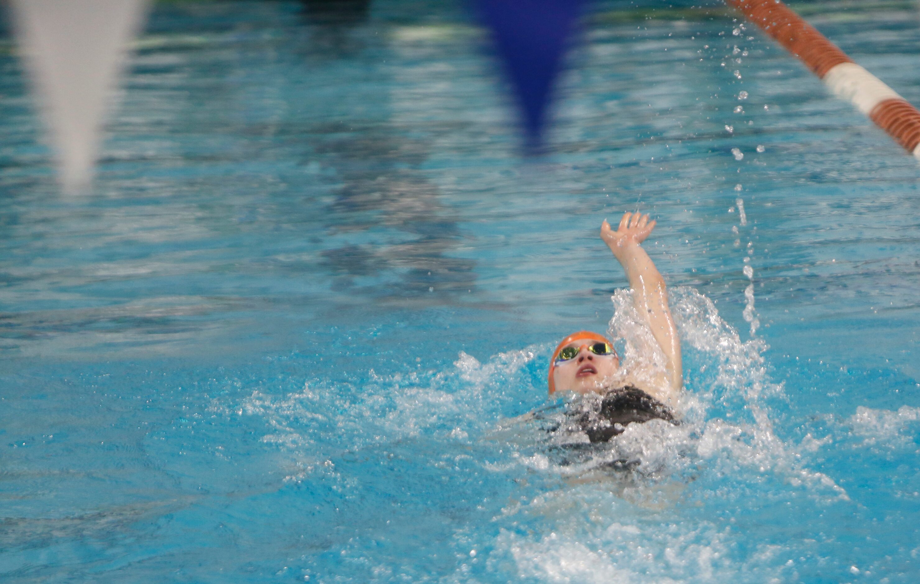 Rockwall swimmer Ava Whitaker competes in the 6A Girls 200 Yard IM event. The first day of...