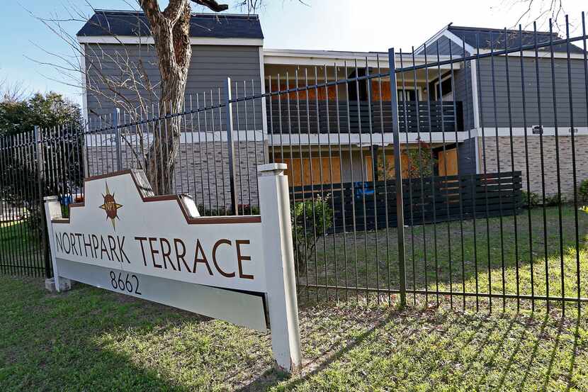 A sign of North Park Terrace Apartments in Dallas, Monday, March 19, 2018. (Jae S. Lee/The...