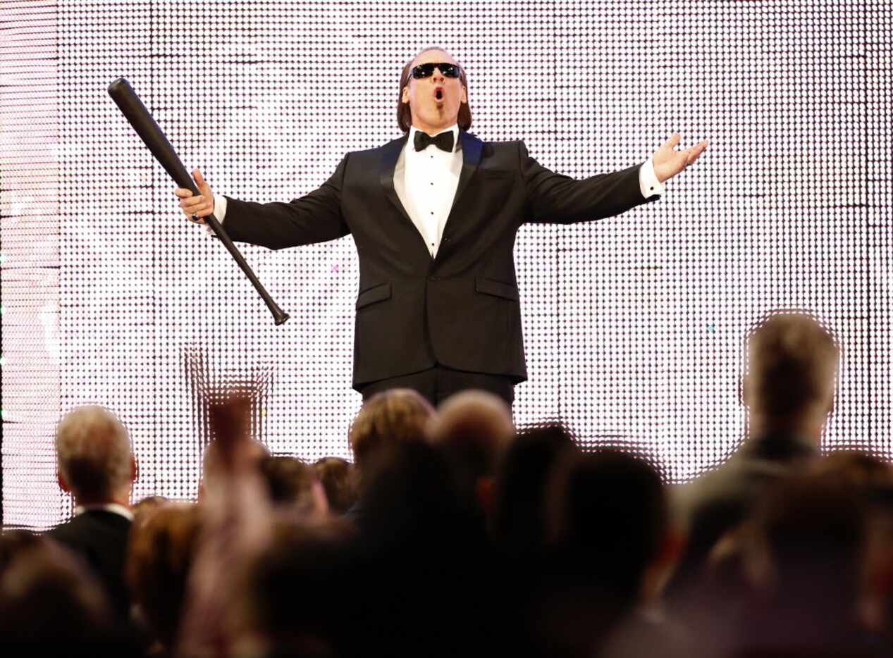 Steve Borden, better known as the wrestler named Sting, leaves the stage after he's inducted...