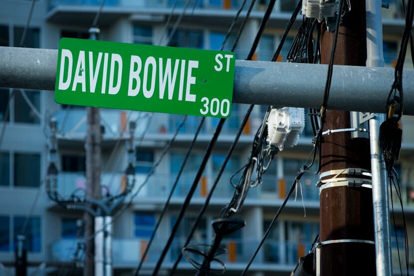 A Bowie street sign is seen in downtown Austin, Texas, Wednesday, Jan. 13, 2016. It is said...