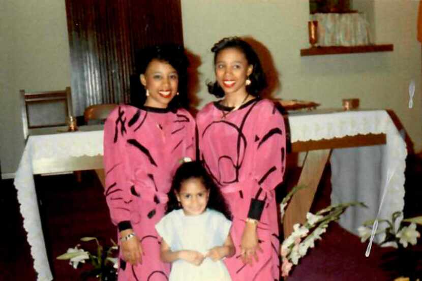 Micaela (left) and Myrna Dartson, home from college on Easter Sunday 1987, at St. Peter the...