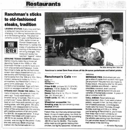In this 1999 story in The Dallas Morning News, writer Annette Reynolds named Ranchman's a...