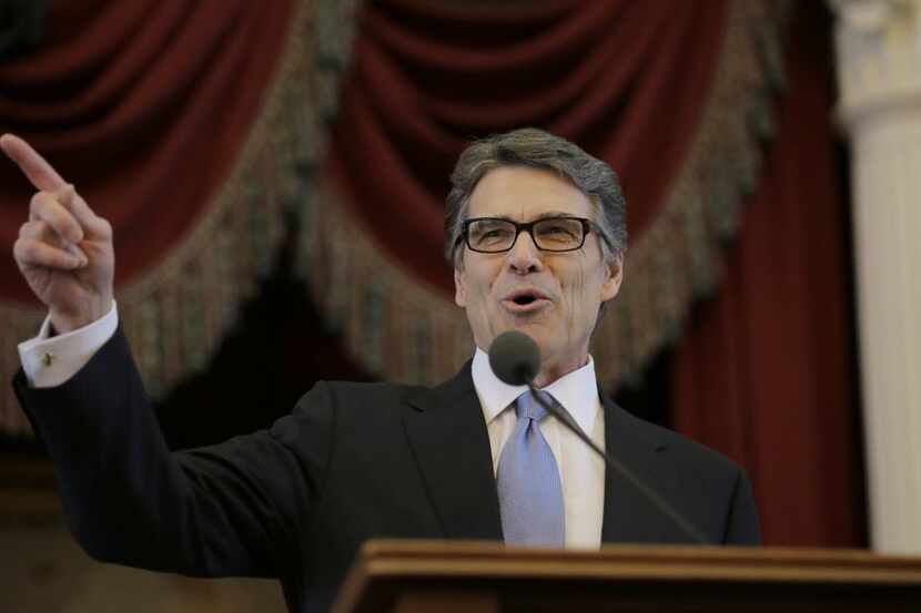 Former Gov. Rick Perry delivered a farewell speech to a joint session of the Texas...