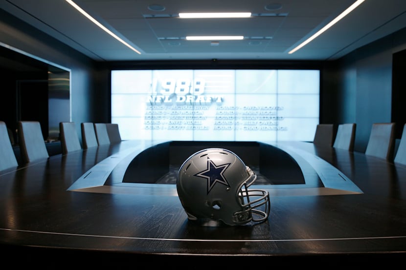 Dallas Cowboys war room at the Dallas Cowboys headquarters at The Star in Frisco on Tuesday...