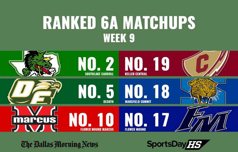 Ranked 6A matchups in Week 9.