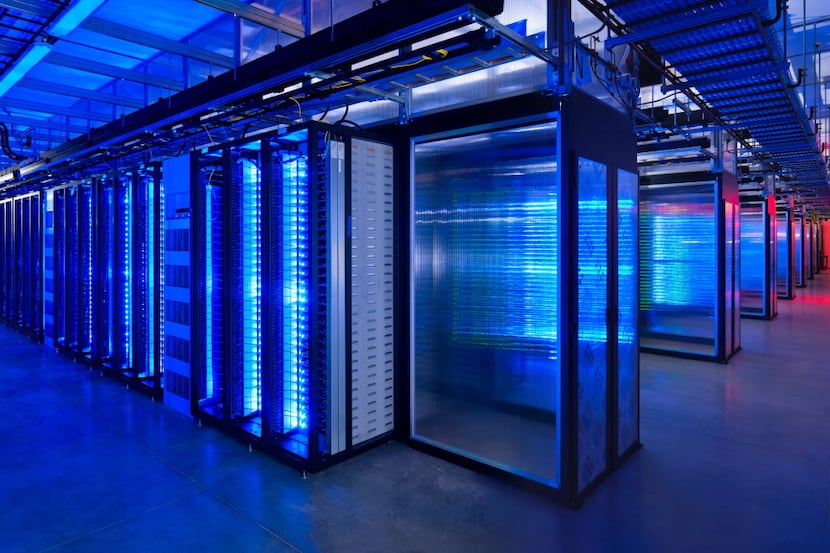 This undated photo provided by Facebook shows the server room at the company's data center...