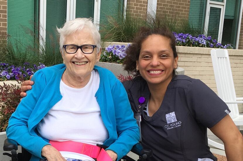Jane Barker loves spending time in the sensory garden at CC Young Senior Living, where she...