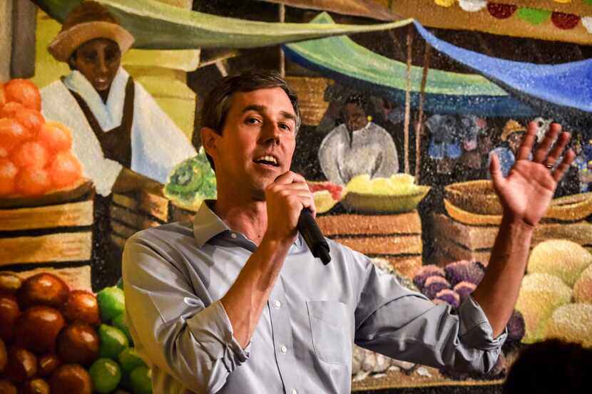 Presidential candidate Beto O'Rourke participated in a round-table talk with local...