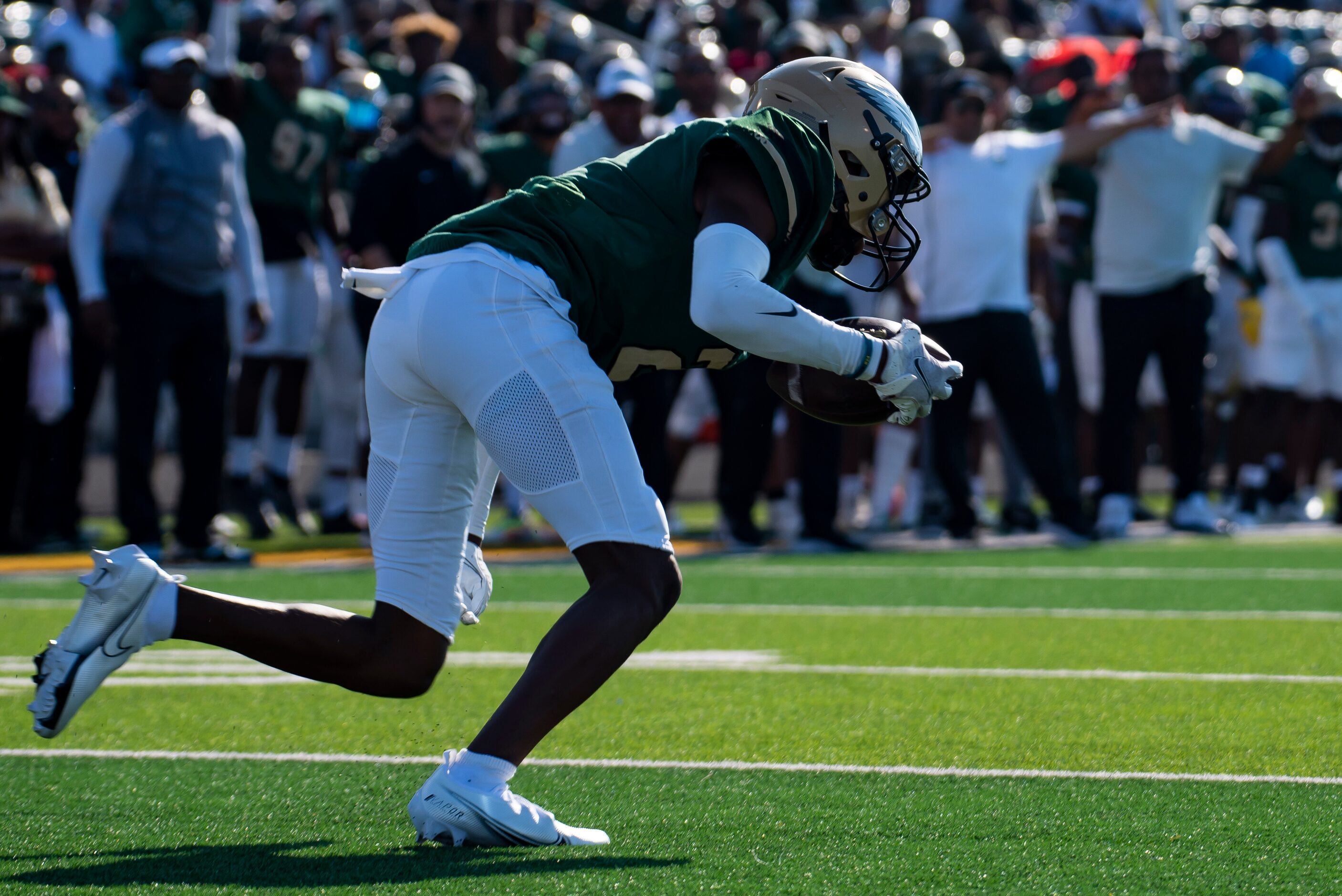 DeSoto senior Caimon Mathis (2) intercepts a pass attempt by South Oak Cliff during DeSoto’s...