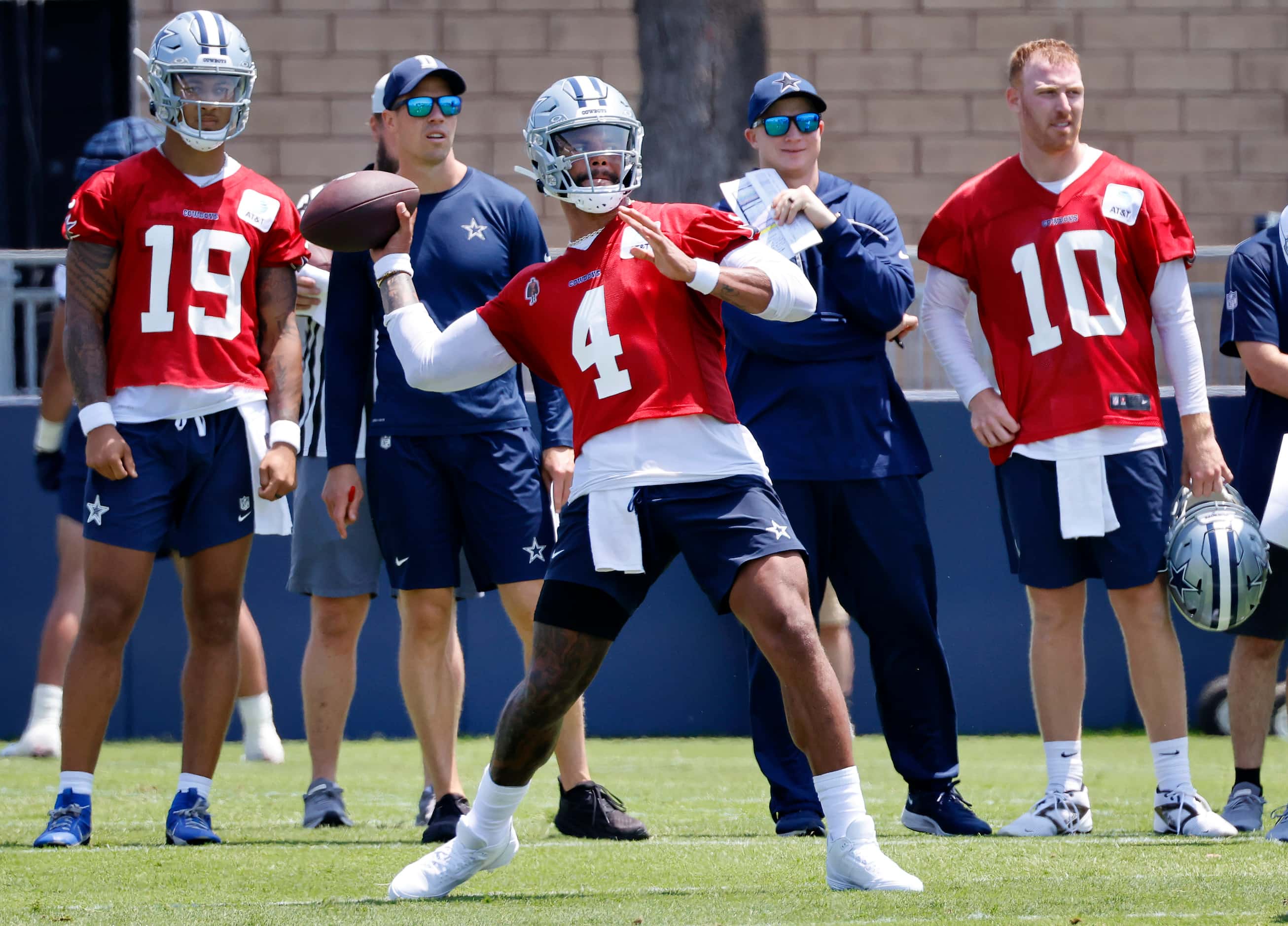 during the opening day of the 2024 Dallas Cowboys Training Camp in Oxnard, California, July...
