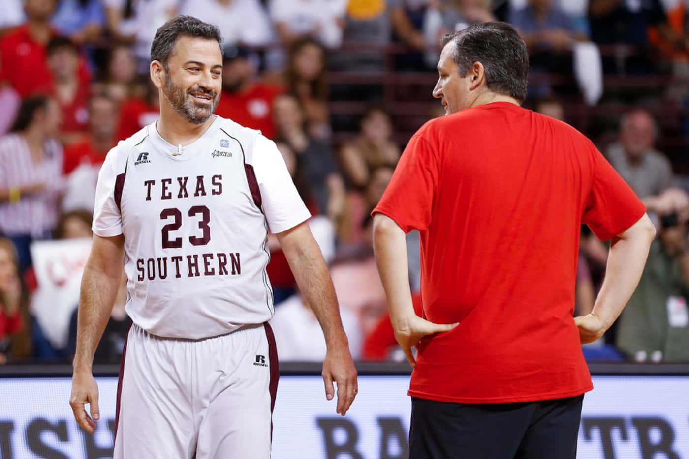 Jimmy Kimmel and Sen. Ted Cruz face off during the Blobfish Basketball Classic and...