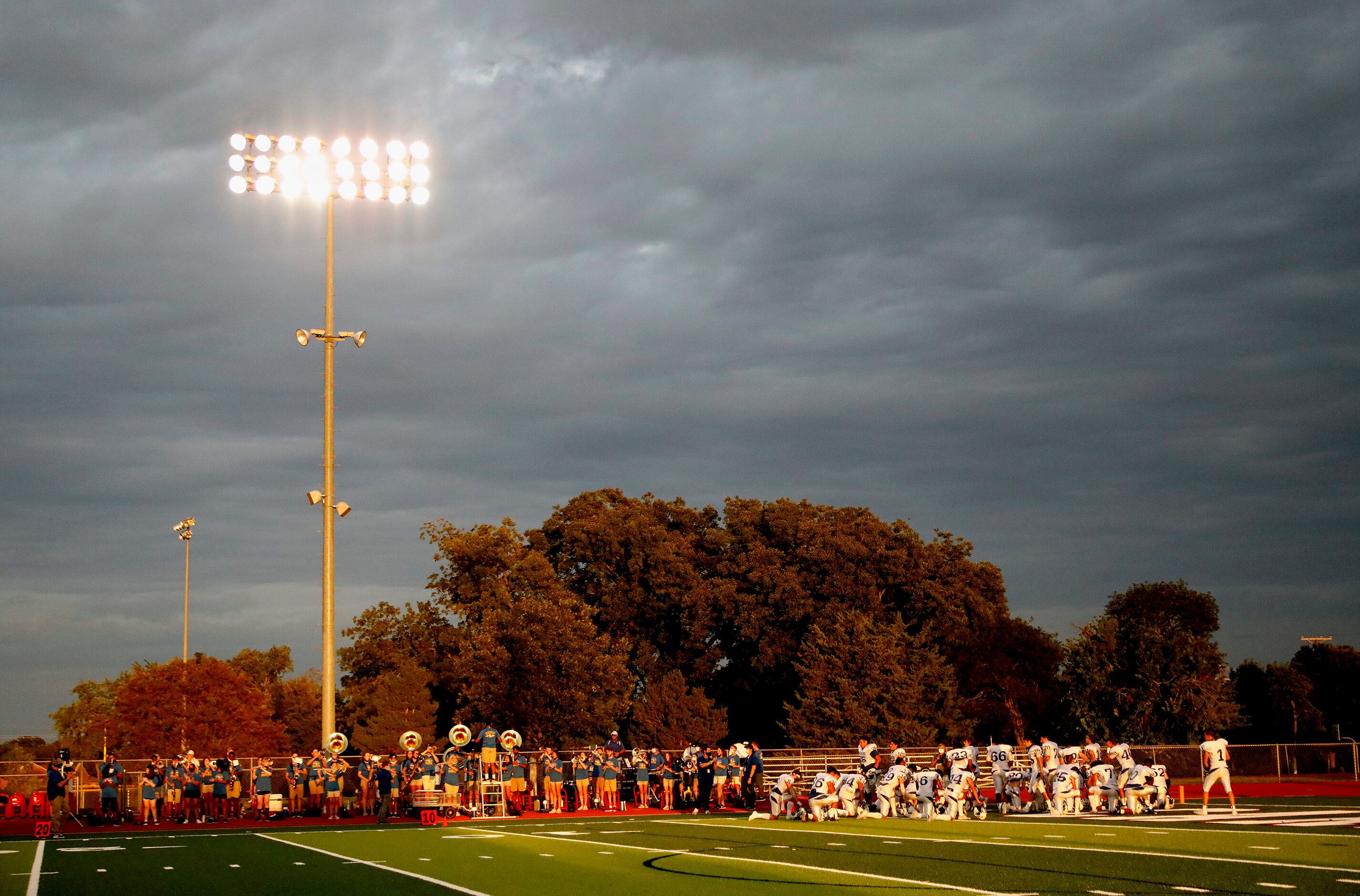 The Sunnyvale High School sideline before kickoff as Melissa High School hosted Sunnyvale...