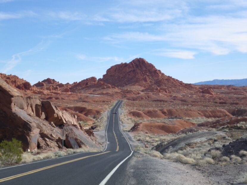 A two lane highway in Nevada's valley of Fire. A drive along this two lane highway cutting...