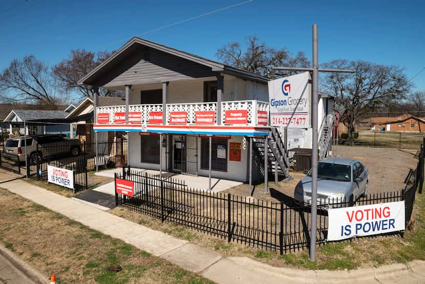 The outside of Gipson Grocery in Dallas, on Tuesday, Feb. 23, 2021. The small neighborhood...