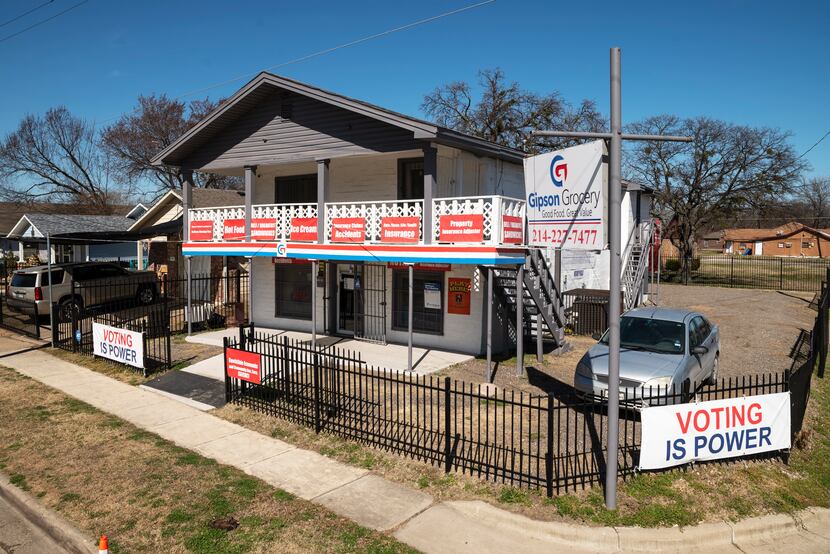 The outside of Gipson Grocery in Dallas, on Tuesday, Feb. 23, 2021. The small neighborhood...