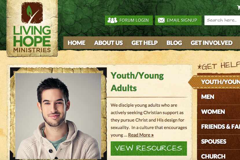 A screengrab from the Living Hope Ministries website shows the group purports to help those...