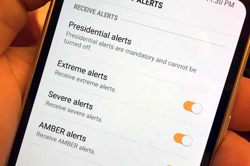 The emergency alert settings on a Samsung Galaxy S8 Active