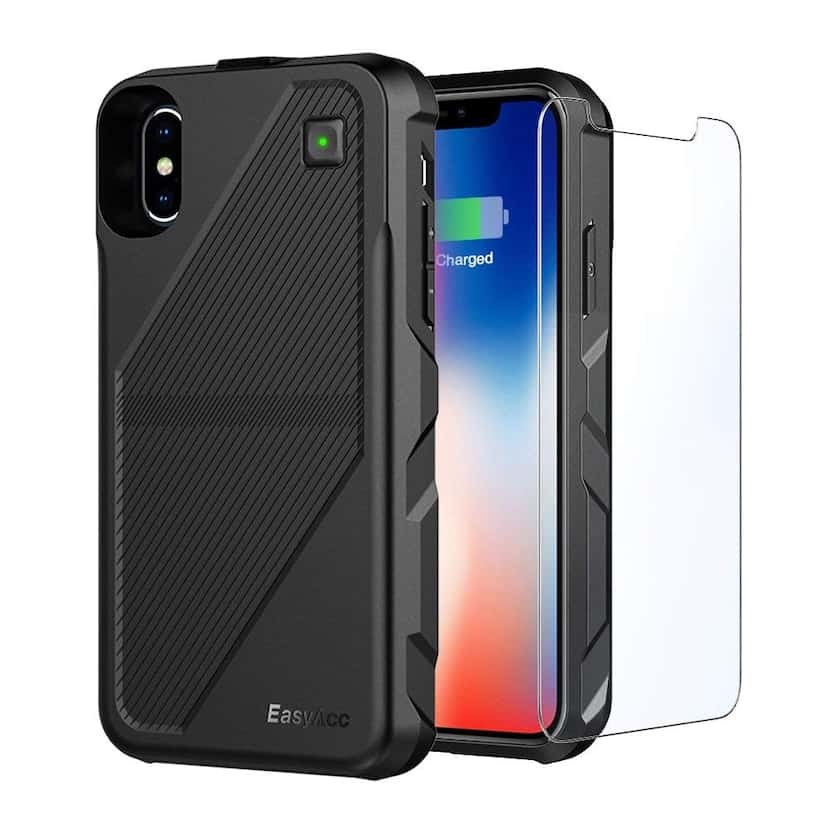 The EasyAcc Battery Case with wireless charging for iPhone X.