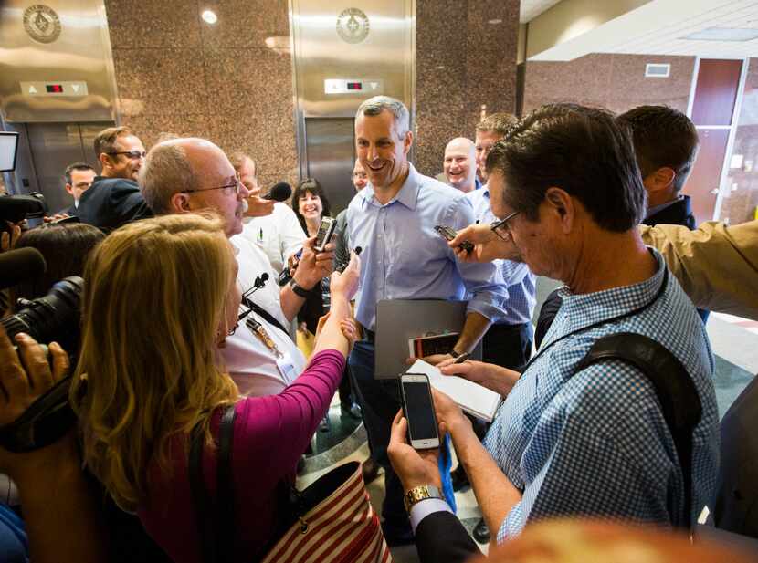 Rep. Matt Schaefer, chair of the Freedom Caucus, answers reporters' questions after the...