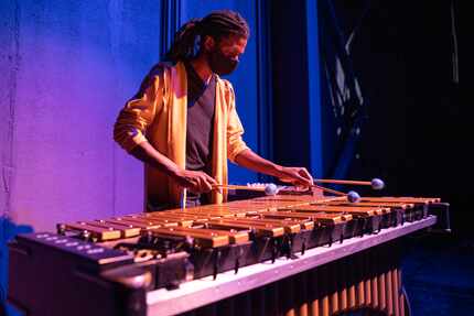 Composer-musician Nigel Newton plays the vibraphone in "The Cube."