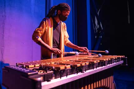 Composer-musician Nigel Newton plays the vibraphone in "The Cube."