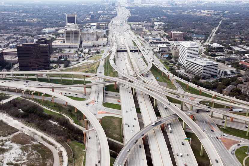 Intersection of LBJ Freeway (Interstate 635 and Central Expressway (US 75) at the High Five...