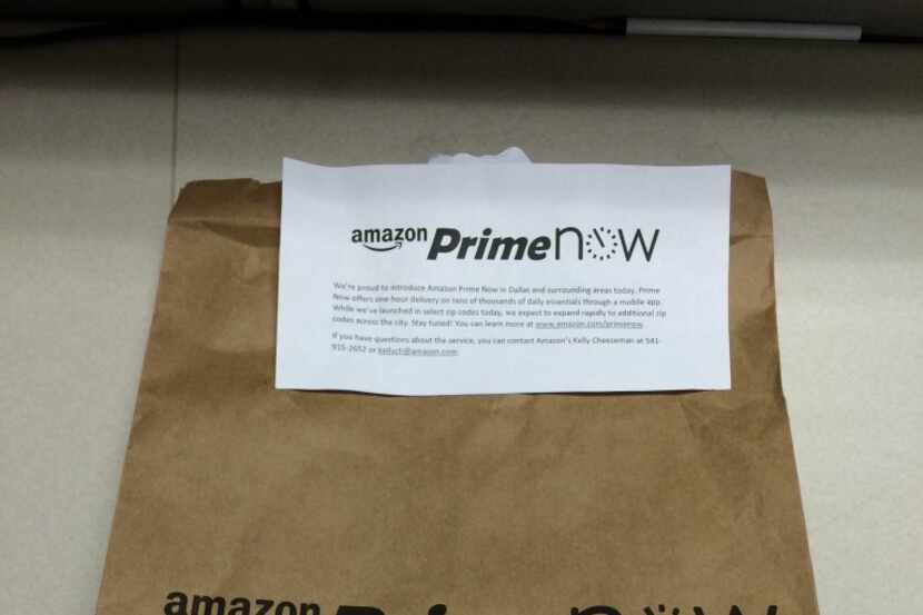  Dallas's first Amazon Prime Now package (well sort of), delivered to the Dallas Morning...