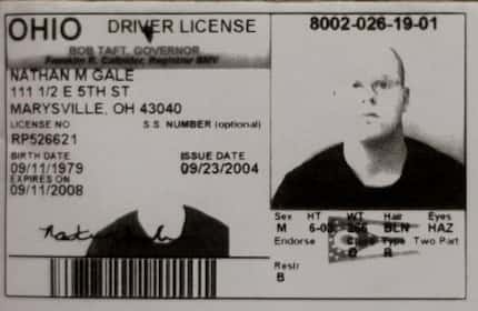 A tattoo studio he had frequented released this photocopy of Nathan Gale's drivers license.
