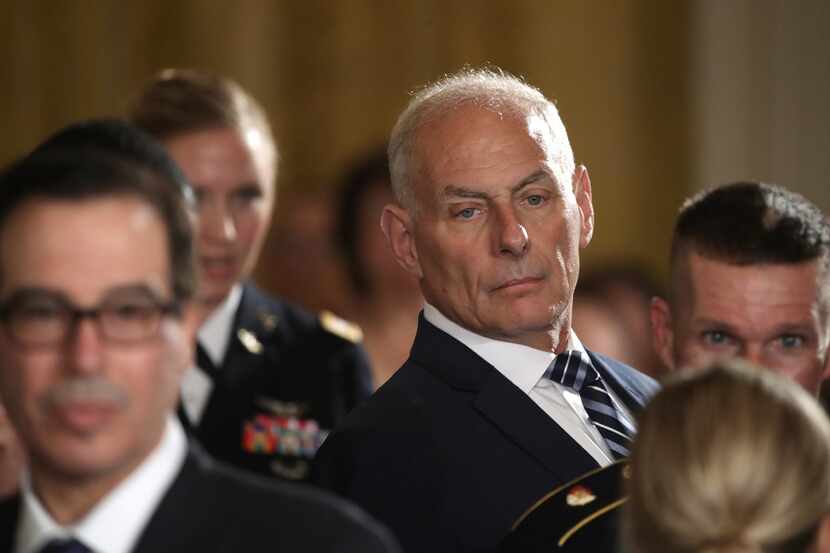 White House Chief of Staff Gen. John Kelly attends a ceremony where U.S. President Donald...