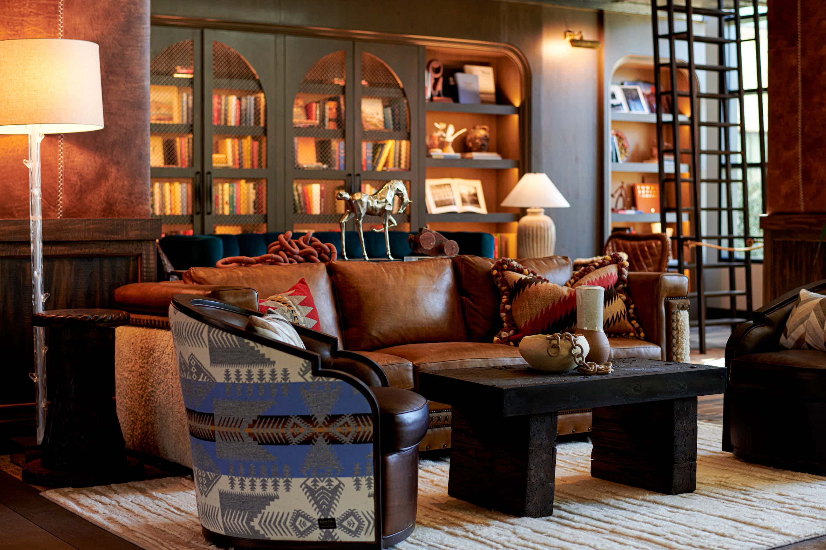 Library of hotel lobby