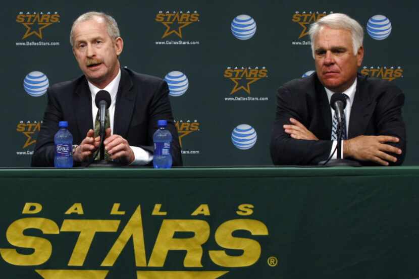 Jim Nill, center, was introduced as the Dallas Stars new general manager by Dallas Stars...