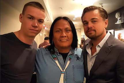Arthur Redcloud said he learned a lot from Will Poulter, left, and Leonardo DiCaprio...