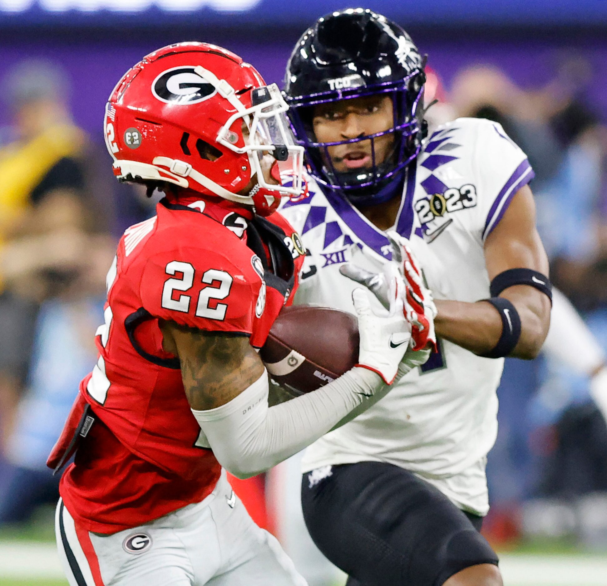 Georgia Bulldogs defensive back Javon Bullard (22) pulls in a second quarter interception in...