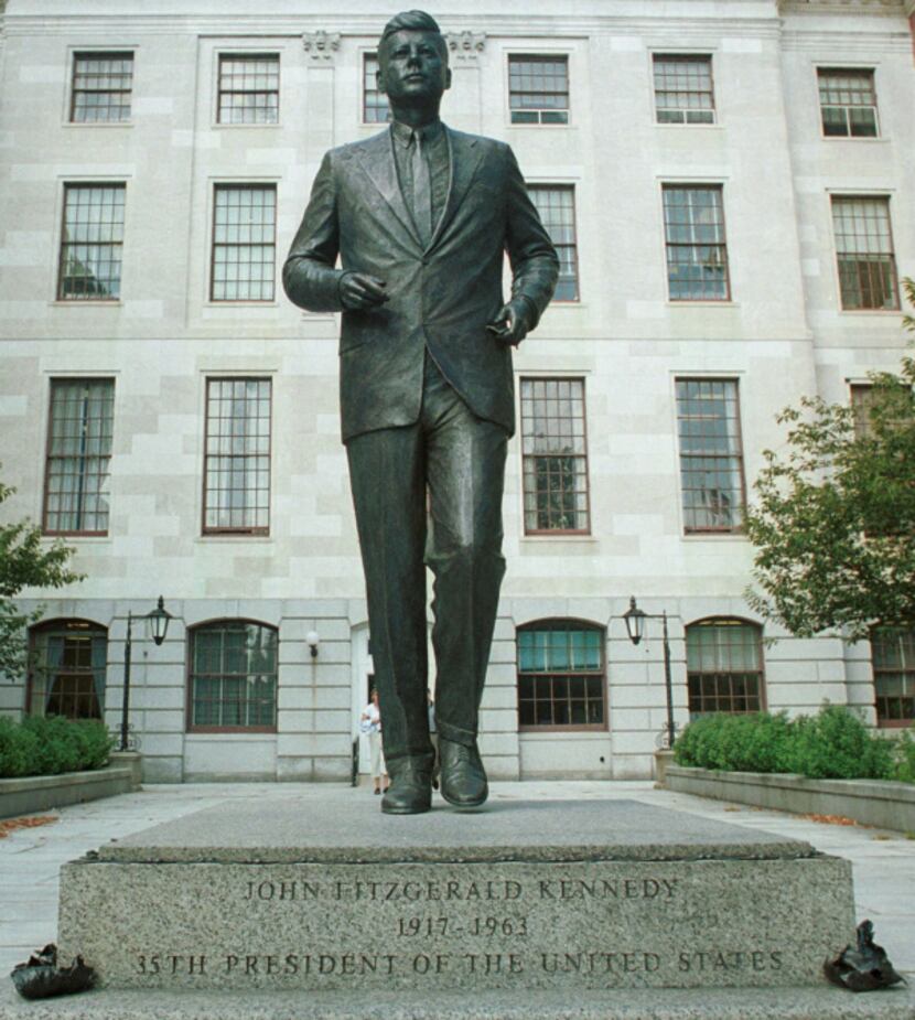 In this Sept. 12, 2000 file photo, a memorial statue of President John F. Kennedy stands on...