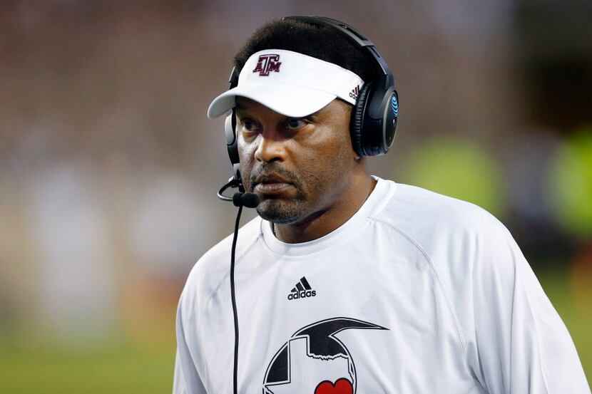 Texas A&M Aggies head coach Kevin Sumlin is pictured after the Nicholls State Colonels tied...