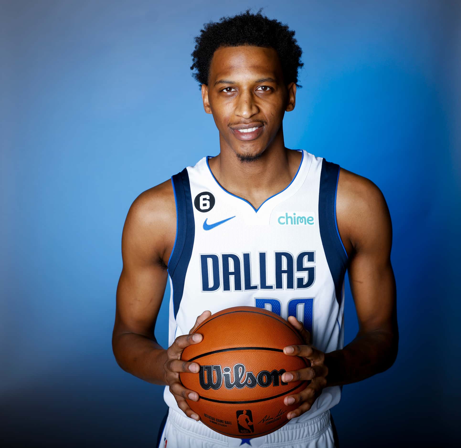 Dallas Mavericks’ Marcus Bingham Jr. is photographed during the media day at American...