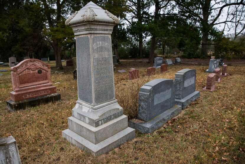 Headstones for Stoneham family members stand in the Stoneham Cemetery in Stoneham in South...