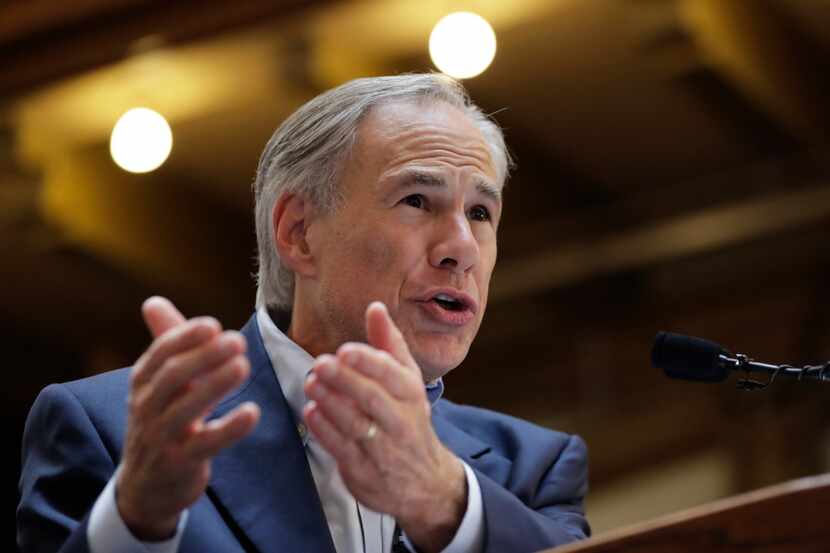 Texas Gov. Greg Abbott speaks at an event where he announced his bid for re-election,...