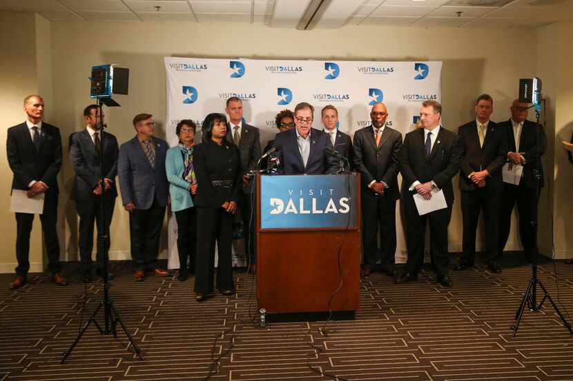 Mark Woelffer, VisitDallas Board Chair and General Manager at Sheraton Dallas Hotel, speaks...